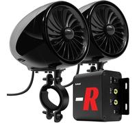 GoHawk TJ4-R - Sistema de Amplificador de 4 Pulgadas, Rango Completo, Impermeable, Bluetooth, Altavoces estéreo para Motocicleta, de 1 a 1.5 Pulgadas, Montaje en manubrio, Amplificador Harley Touring