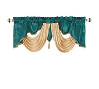GOHD Valarie Fancy - Cenefa para Ventana 137 cm x 46 cm Tejido de tafetán con Suave Swag de satén Añade un Toque de Lujo Real a tu hogar. (Verde Azulado)