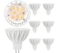 GOHDLAMP Bombillas LED MR16 luz Blanca Cálida GU5.3 Paquete de 6, 12V 5W 2700K Bombilla LED MR16 2 pines, 50W Equivalente a Halógeno, 450lm lámpara de ángulo de haz de 38° No Regulable