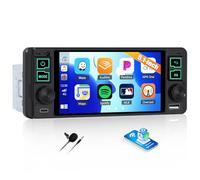 GOHHDL 1 DIN Radio para Coche con Pantalla de 5,1 Pulgadas con Wireless CarPlay Android Auto, Bluetooth 5.2 Pantalla HD Radio con Mirror Link, USB/AUX, FM Radio, SWC, EQ +Mic