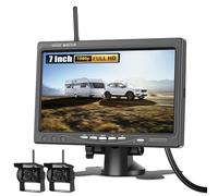 GOHHDL Cámara de Marcha atrás Inalámbrica con 2 Cámaras Traseras Divididas, Impermeable 1080P HD IP68 Visión Nocturna +Grabación de Vídeo para Camiones, para camión Remolque Autocaravana RV