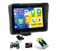 GOHHDL Pantalla GPS Carplay para Motocicleta, CarPlay inalámbrico Android Auto, Pantalla táctil portátil IP67 Impermeable de 5 Pulgadas, Navegación Siri Bluetooth Mirror Link EQ + TF 64 GB