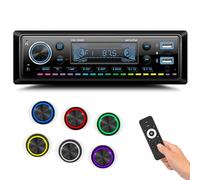 GOHHDL radio de coche Bluetooth 5.0 1 DIN, manos libres con 7 colores, FM 1 DIN, 2 USB/AUX/SD/MP3, compatible con iOS y Android