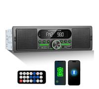 GOHHDL Radio para Coche 1DIN con Doble Bluetooth, Altavoz Integrado, Radio FM/Am, Tipo C/USB/AUX, Ranura para Tarjetas SD/TF, Ecualizador, Botones Retroiluminados en Color y Mando a Distancia