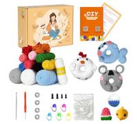 GOHHME Crochet Kit Principiantes Donuts de Animales Set Completo Materiales de Pasatiempo Creativo con Valor Añadido Regalo Ganchillos Crochet Kit