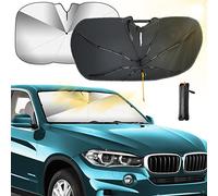 GOHHME Parasol Parabrisas para Coche Parasol Coche 132 * 73 cm Delantero Rotación de 360° Mejorada Sombrilla Plegable para Coche Protección UV y Aislamiento Térmico Visera Solar para Automoción M