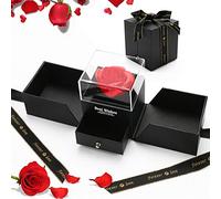 Gohytal Día de los Reyes Magos Regalo, San Valentin Rosa Preservada para Mujer Madre, Rosa Eterna con Caja Rosa Eterna Caja de Joyería Bella y la Bestia Rosa Caja de Joyería Regalos Originales
