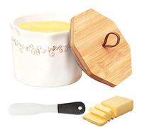 Gohytal Mantequera francesa, cerámica para mantequilla Crock de cerámica con cuchillo de mantequilla, mantequera francesa con tapa, mantequera de porcelana para el hogar y la cocina