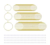 Goiern 120 Pendientes de Aro Con Ganchos Para Hacer Uno Mismo - 3 Tamaños de Acero Inoxidable en Blanco, Color Metal Dorado - Con 120 Topes
