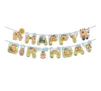 Goiern Capybara Themed Birthday Banner, 2 piezas de decoración colgante de cumpleaños de capibara para amantes de las capibaras (B)