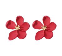 Goiern Grandes boucles d'oreilles en forma de fleur dorée, boucles d'oreilles pendantes en métal à motif de pétales de fleurs, boucles d'oreilles exagérées, bijoux pour femmes et filles, rojo, L