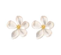 Goiern Grandes boucles d'oreilles en forma de fleur dorée, Pendientes pendantes en métal à motif de pétales de fleurs, boucles d'oreilles exagérées, bijoux pour femmes et filles, blanco, L