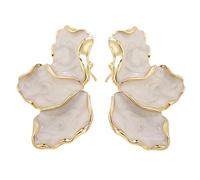 Goiern Pendientes de flor grande de oro - pendientes florales de metal, pétalo exagerado declaración joyería para mujeres y niñas(C)