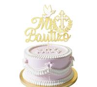 Goiern Toppers De Pastel para Mi Bautizo, Primera Comunión, Decoración De Pastel Glitter Bendición Bautizo, Accesorios para Fiesta De Cumpleaños Dorada, Decoración De Pas