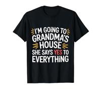 Going To Grandma’s She Always Says Yes - Camiseta gráfica económica, Hombre, Negro, L