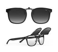 Goiteia Gafas de sol con clip sobre gafas de prescripción, diseño moderno con montura para ocultar discretamente tus gafas, fáciles de poner y quitar, con una sola mano, Negro/Gradiente Gris, XL-62