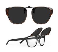 Goiteia Gafas de sol polarizadas con clip sobre gafas graduadas para mujeres y hombres, diseño redondo para ocultar discretamente tus gafas, abatibles, protección UV400, Urban Tortoise, XL-54*50mm