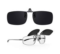 Goiteia Lentes de sol polarizados con clip sobre lentes graduados para hombres y mujeres, fáciles de poner y quitar con una sola mano, Lente negra súper oscura Cat.4 para ojos sensibles (6% de