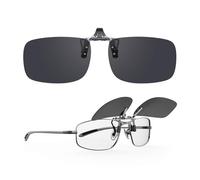 Goiteia Lentes de sol polarizados con clip sobre lentes graduados para hombres y mujeres, fáciles de poner y quitar con una sola mano, Gris abatible (dije de carbón), 57 * 36mm