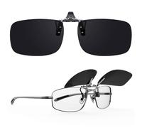 Goiteia Lentes de sol polarizados con clip sobre lentes graduados para hombres y mujeres, fáciles de poner y quitar con una sola mano, Lente negra súper oscura Cat.4 para ojos sensibles (6% de