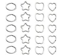 GOIYZTTR 20pcs Anillos de Lavoro Dividido Hierro Llaveros en Forma de Corazón Estrella Manzanas Oval para DIY Art Crafts