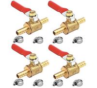 GOIYZTTR 4 Piezas Válvula de Bola de Latón 8mm Válvula de Cierre de Púas con 8 uds De Abrazaderas para Agua y Gas