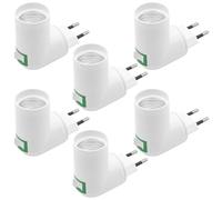 GOIYZTTR Juego de 6 E27 Portalámparas con Interruptor sin Cable, AC 100-230V Adaptador de Bombilla E27 Puede Girar 180°Adecuado para Luces de Cocina y Luces de Interior