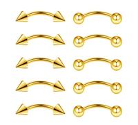 Gojewen 10pz Barbells curvi 8mm per sopracciglio labbro daith rook elica setto ponte ombelico piercing Spike 16G acciaio inossidabile oro
