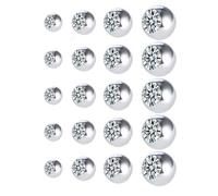 Gojewen - 32 piezas de bolas de piercing de acero inoxidable 16G 14G, bolas de tornillo de repuesto plateadas de 3/4/5/6mm para joyería de piercing en labio, nariz, hélice, lengua, ombligo, 3mm, Metal