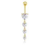 Gojewen Piercing Ombelico Oro Cuore Ciondolo 10mm Acciaio Inox Ombelico Anello Piercing Gioiello per Donna