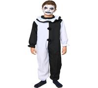 Gojoy shop- Disfraz de Art The Clown para Niños Halloween (Contiene:Mono de Tejido Fuerte con Cuello Flores y Manga Larga y Mochila de Cuerdas.)