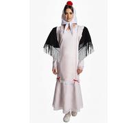 Gojoy shop - Disfraz de Chulapa Madrileña para Adultos, Contiene: Vestido, Mantón, Pañuelo, Clavel y Mochila de Cuerdas. (ROSA EXCELENCIA, L)