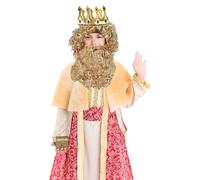 Gojoy shop-Disfraz de Rey Mago Baltasar, Caspar ó Melchor para Niños Navidad Carnaval (Contien:Corona,Túnica,Bata,Cinturón,Capa,Barba,Peluca y Mochila de Cuerdas) (REY MAGO GASPAR, 5-6 años)