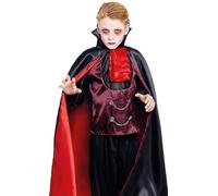 Gojoy shop- Disfraz de Vampiro Vlad para Niños y Niñas Carnaval, Halloween (Contiene:Capa,Camisa Impresión Dibujo,Pantalón,Dientes y Mochila de Cuerdas.4 Tallas Diferentes) (3-4 años)