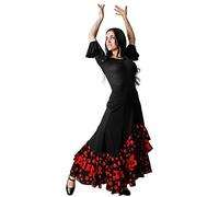 Gojoy shop- Falda Profesional de Lunares para Baile Danza Flamenco o Sevillanas para Mujer con 3 Volantes (XXL, Rojo)