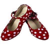 Gojoy shop- Zapato con Tacón de Danza Baile Flamenco o Sevillanas para Niña y Mujer,Contiene : Zapato con Tacón y Mochila de Cuerdas. 5 Colores Disponibles (Lunares Blanco, 41)
