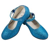 Gojoy shop- Zapato con Tacón de Danza Baile Flamenco o Sevillanas para Niña y Mujer,Contiene : Zapato con Tacón y Mochila de Cuerdas. 5 Colores Disponibles (P- Azul Clara, 35)