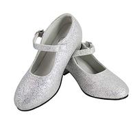 Gojoy shop- Zapato con Tacón de Danza Baile Flamenco o Sevillanas para Niña y Mujer,Contiene : Zapato con Tacón y Mochila de Cuerdas. 5 Colores Disponibles (P- Silver, 37)