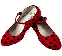 Gojoy shop- Zapato con Tacón de Danza Baile Flamenco o Sevillanas para Niña y Mujer,Contiene : Zapato con Tacón y Mochila de Cuerdas.(Lunares Negro, 27)