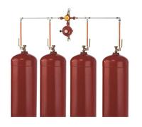 GOK Sistema de cuatro botellas para la conexión de cuatro botellas de gas con un peso de llenado de 11 kg - 33 kg con conectores para manguera, 37 mbar, ajustable hasta 50 mbar