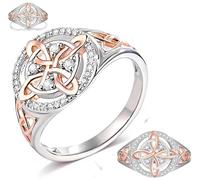 Gokame Anillo de protección de nudo de bruja hecho a mano, anillo de nudo de bruja bicolor con circonita cúbica, anillo de nudo de bruja, anillo de nudo de bruja, protege a tus seres queridos, regalo