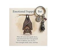 Gokame Emotional Support Bat Inspirational Keychain, Metal Bat Pendant with inspirational Poem Card, Purple Crystal Pendant, Upside Down Bat Shape, Bats Key Ring for Backpack,Anxiety Relief (1)