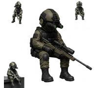 Gokame Mini Figura de Soldado, Estatua de Las Fuerzas Especiales Armadas, Mini Figura de Francotirador, Coleccionable de Soldado del ejército para Veteranos Militares (2 Eyes)
