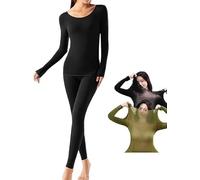 Gokame Ultra-Thin Hyaluronic Underwear Set, Invisible Thermal Skincare Clothing, Hydrating Lock Temperature Base Layer Thermals, Locks in Moisture Keeps You Warm (Black, L)