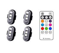 Gokeet 4 Piezas de Luz de Advertencia LED para Motocicleta Mini Dron de Luz de SeñAl Universal con Controlador de Luz EstroboscóPica Indicador de 8 Colores