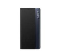 GOKEN Clear Smart View Funda para Samsung Galaxy S21 FE 5G, Carcasa de Cuero Espejo,Prima PU Cuero Case con Clear Ventana, Mirror Flip Folio Cover con Soporte Plegable, Negro