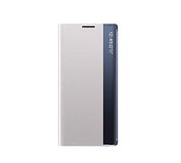 GOKEN Clear Smart View Funda para Samsung Galaxy S22 Ultra 5G, Carcasa de Cuero Espejo,Prima PU Cuero Case con Clear Ventana, Mirror Flip Folio Cover con Soporte Plegable, Plata