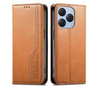GOKEN Funda para Blackview Shark 9 5G - Carcasa de PU Cuero con Tapa y Cartera, Interior de Silicona Antigolpes, Cierre Magnético y Soporte Plegable - Marrón