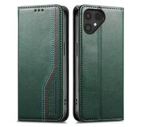 GOKEN Funda para Fairphone 6 - Carcasa de PU Cuero con Tapa y Cartera, Interior de Silicona Antigolpes, Cierre Magnético y Soporte Plegable - Verde