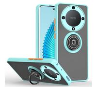 GOKEN Funda para Honor Magic 6 Lite 5G / Honor X9b, Carcasa Antigolpes con Borde de Silicona Suave, Cover Trasera Rígida Semi-Transparente Gris Mate, Case con Soporte de Anillo -Azul